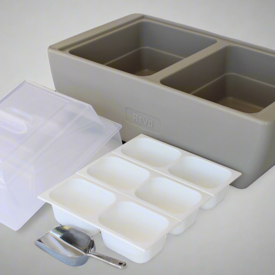 REVO insulated beverage tub for ice bucket, beer bucket, wine bucket and champagne bucket. It also fits half size food trays, hot or cold.