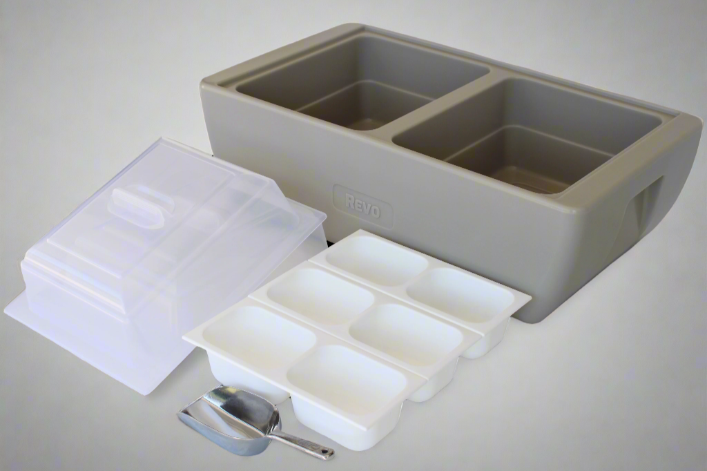 REVO insulated beverage tub for ice bucket, beer bucket, wine bucket and champagne bucket. It also fits half size food trays, hot or cold.