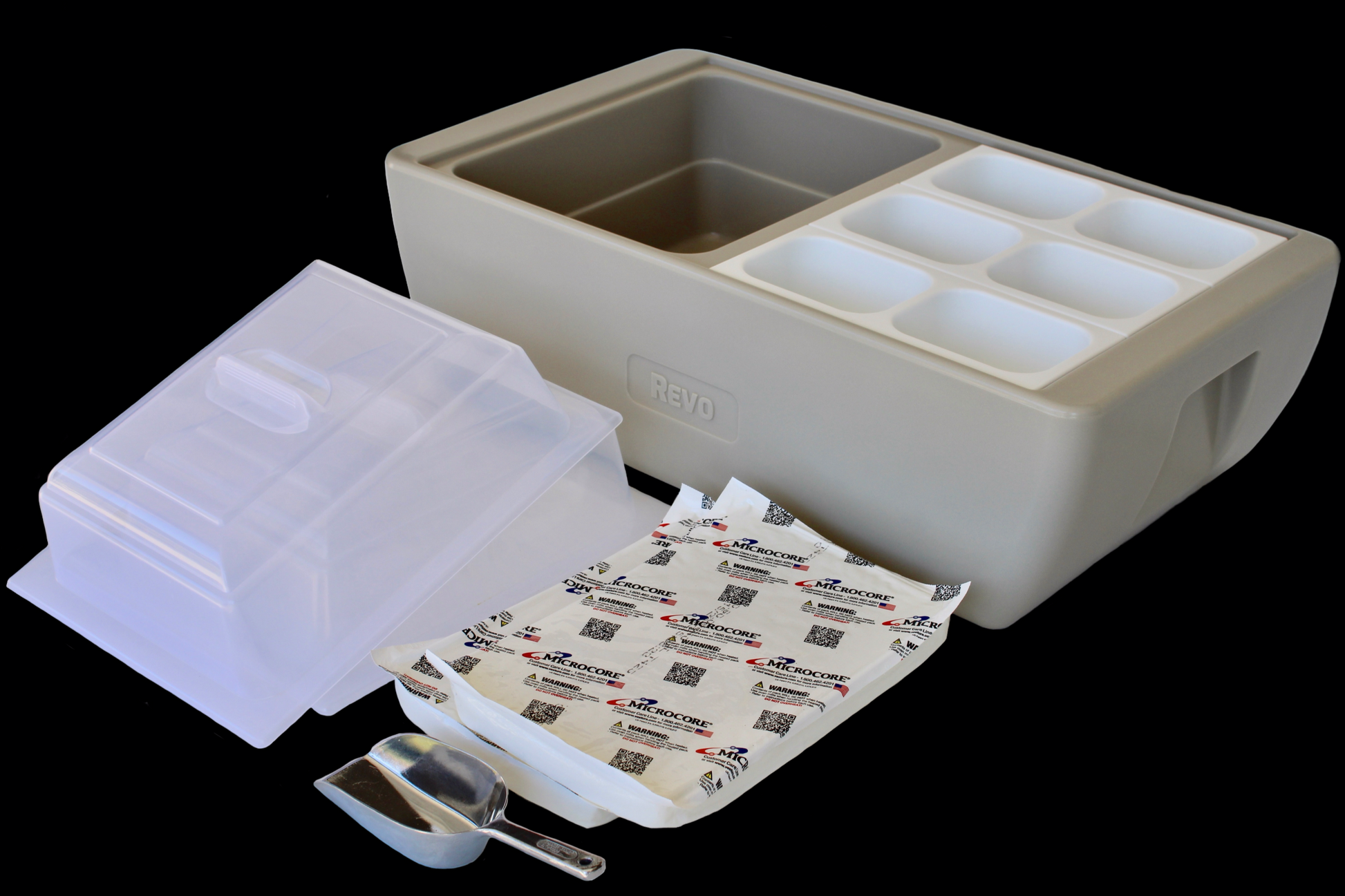 The Dubler HEAT is unique innovation as a flameless chafer and cooler combination that fits two 1/2 size food pans and up to 4” depth.  The premium insulation, along with the heat packs and placing hot food trays straight from oven, provide a slow drop in temperature over time.  Enjoy hot to eventually warm food for hours while the outside remains safe to touch for easy mobility.