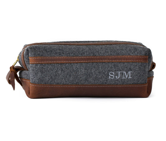 Felt & Leather Toiletry Bag by Lifetime Leather Co