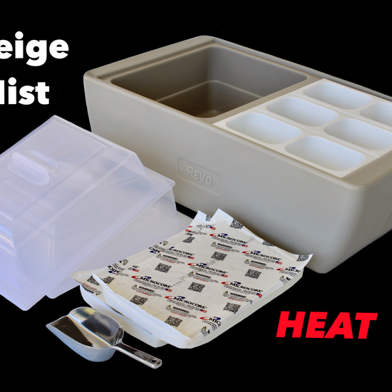 The Dubler HEAT is unique innovation as a flameless chafer and cooler combination that fits two 1/2 size food pans and up to 4” depth. The premium insulation, along with the heat packs and placing hot food trays straight from oven, provide a slow drop in temperature over time. Enjoy hot to eventually warm food for hours while the outside remains safe to touch for easy mobility.